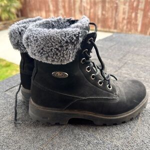 LUGZ Empire Ankle Boots Faux Fur Black Booties Slip Resistant Shoes